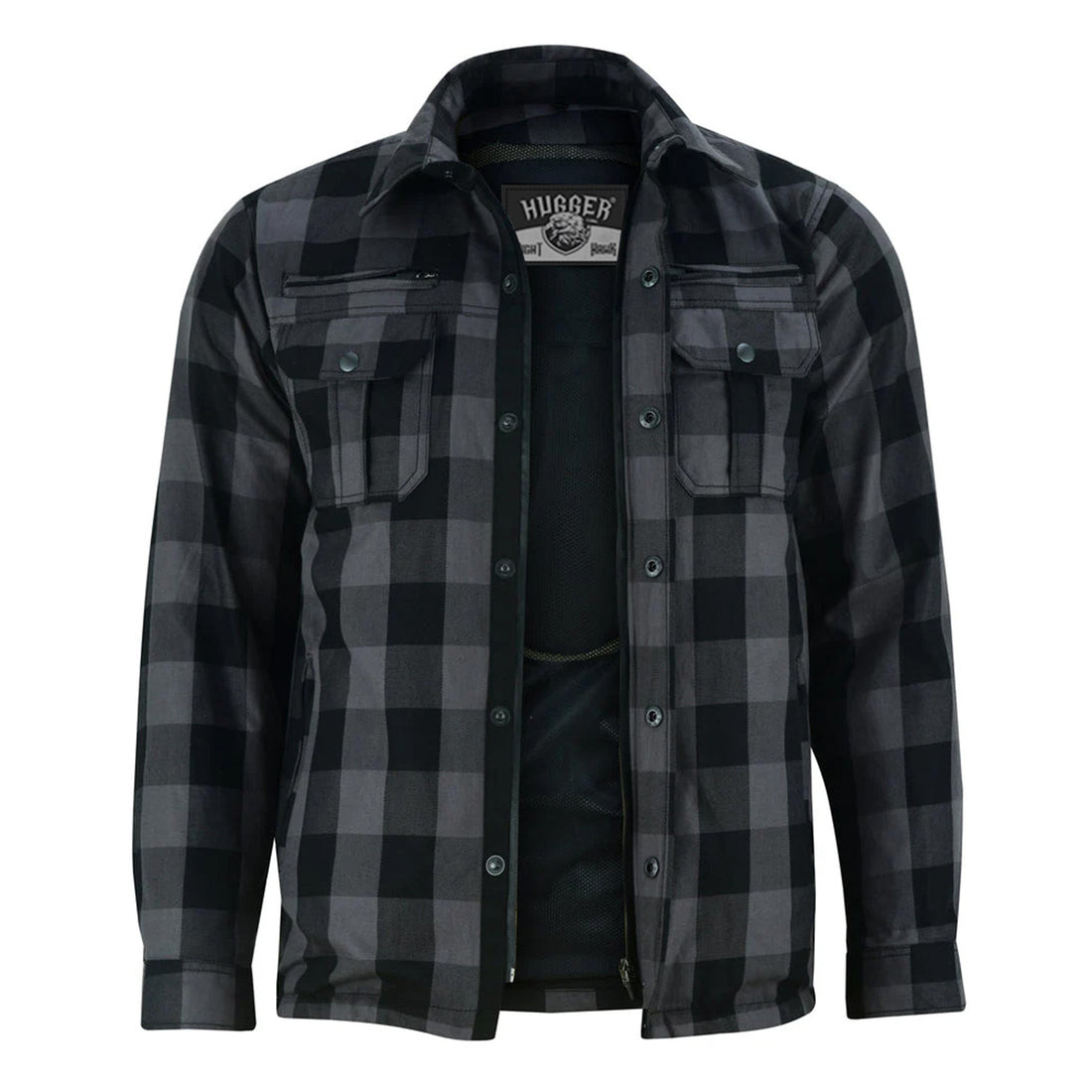 Gray And Black Armored Flannel Shirt & Lumberjack Shirt