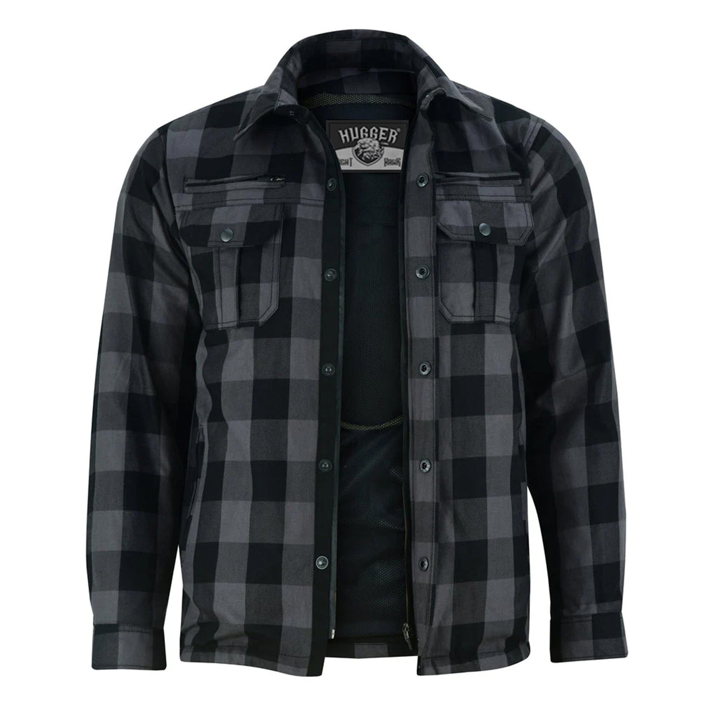 Gray And Black Armored Flannel Shirt