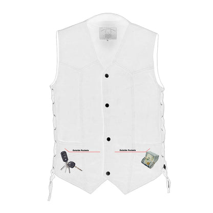 Men's Traditional Denim Vest with Side Laces