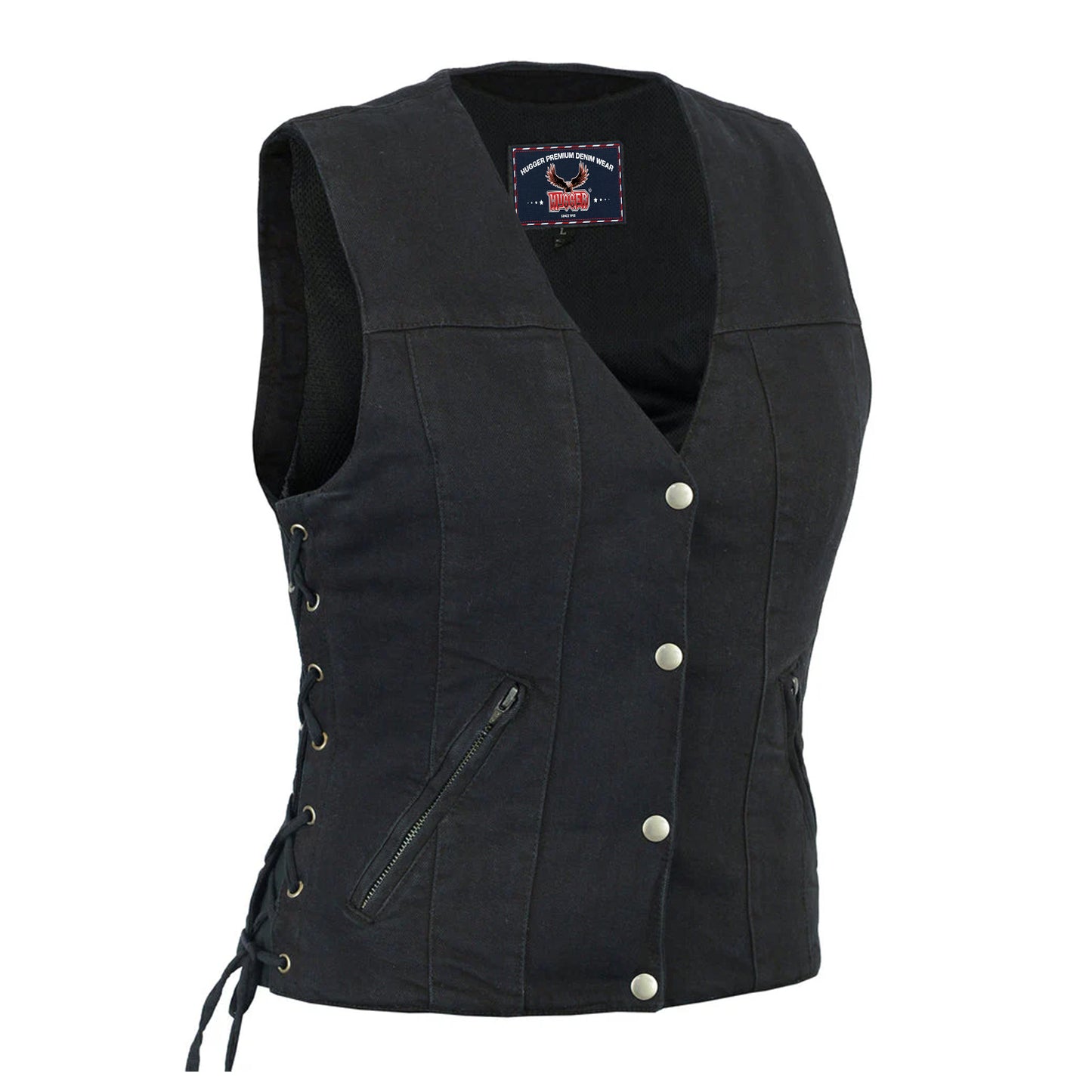 Women's Single Back Panel Concealed Carry Denim Vest