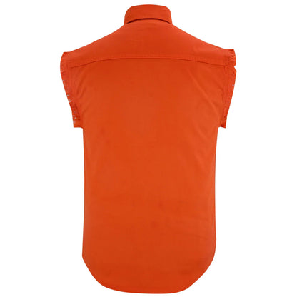 Men's Orange Lightweight Sleeveless Denim Shirt