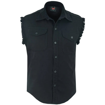 Men's Black Lightweight Sleeveless Denim Shirt