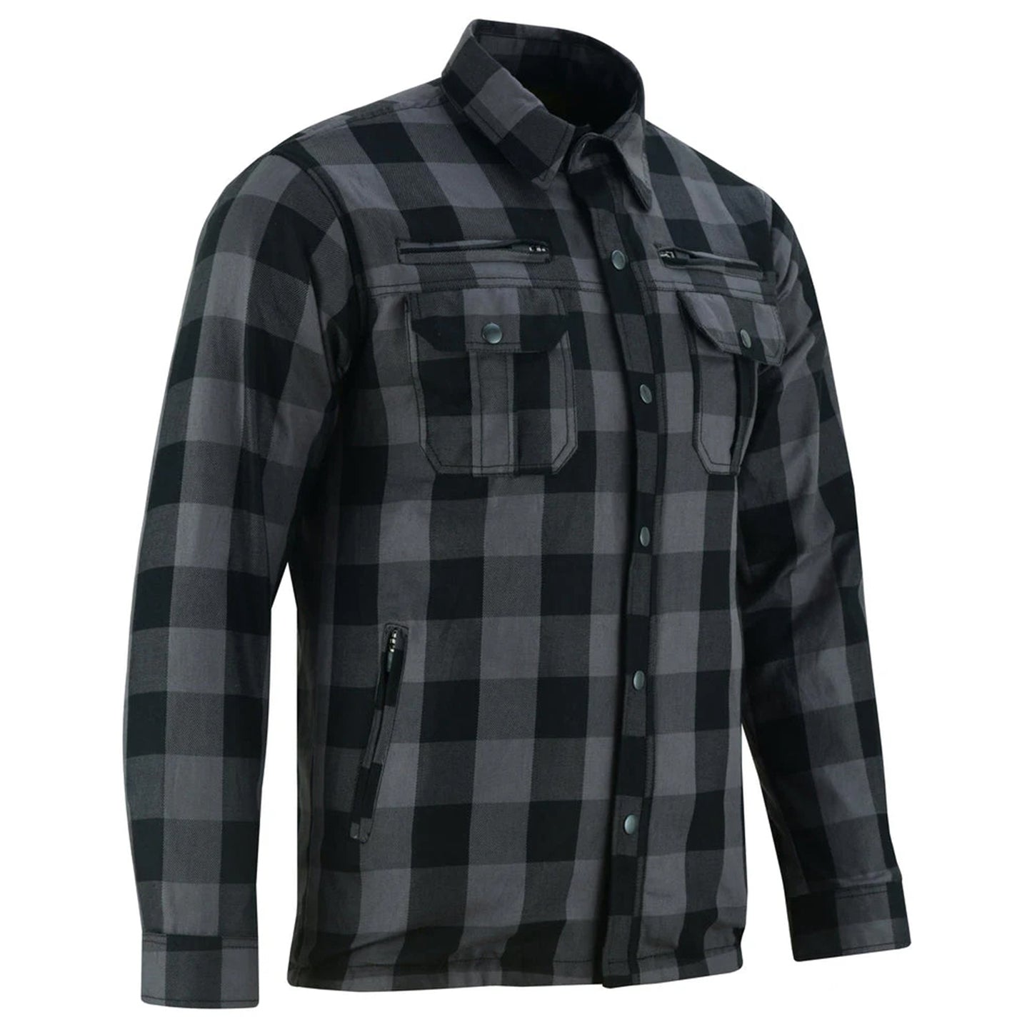 Gray And Black Armored Flannel Shirt