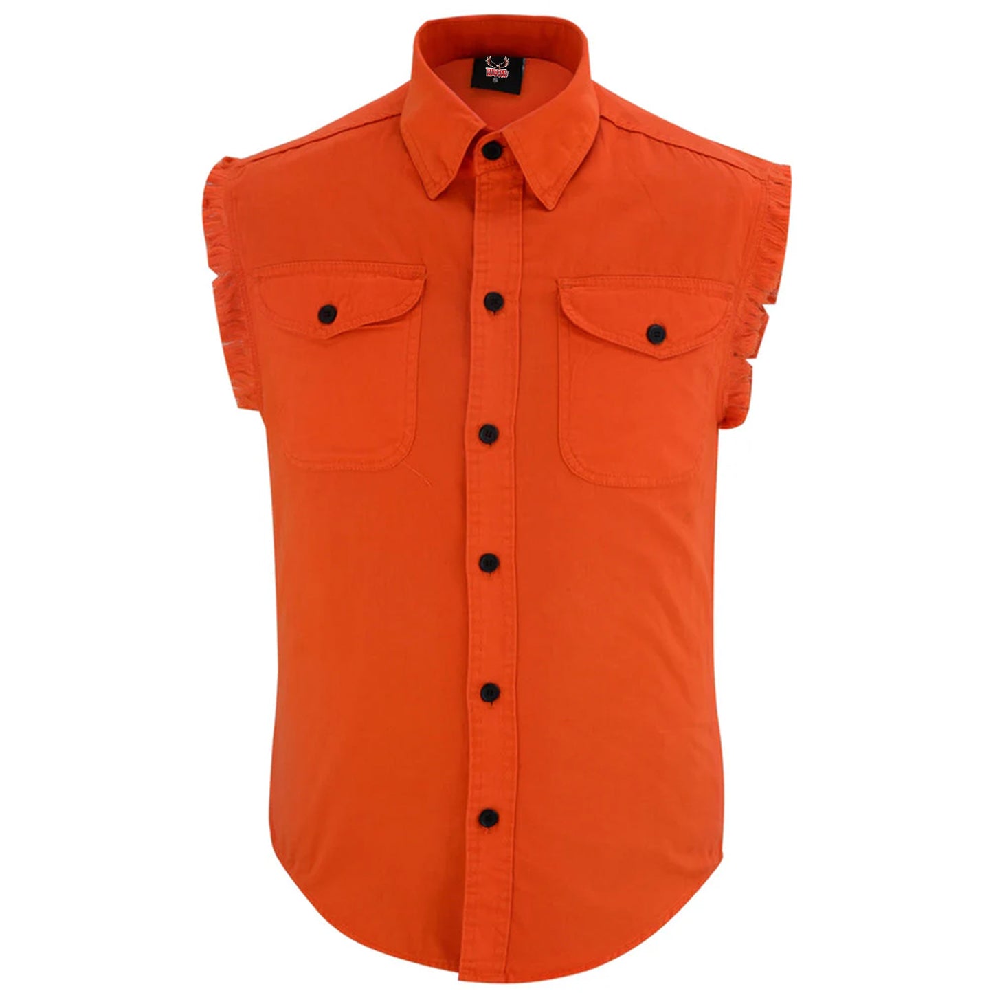 Men's Orange Lightweight Sleeveless Denim Shirt