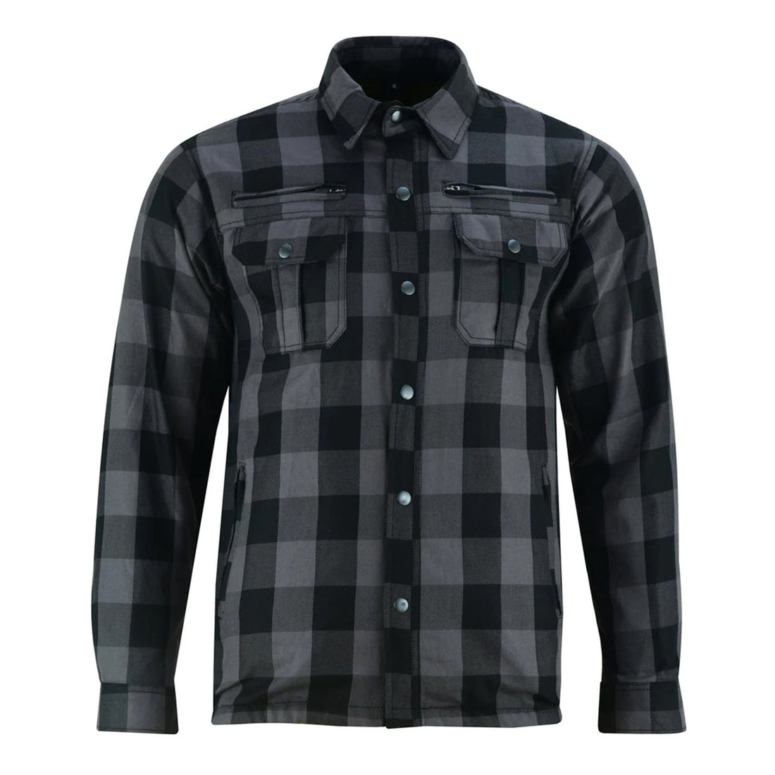 Gray And Black Armored Flannel Shirt & Lumberjack Shirt