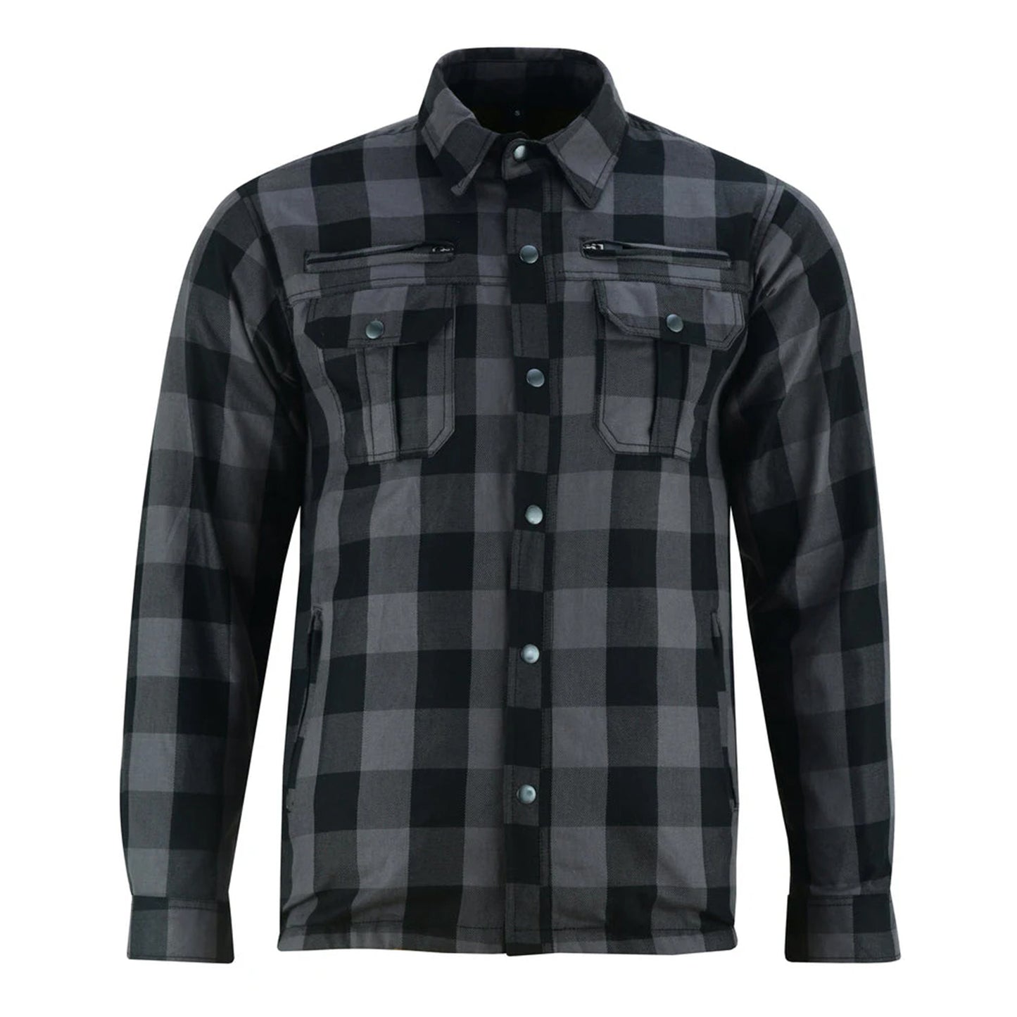 Gray And Black Armored Flannel Shirt