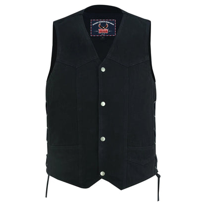 Men's Traditional Denim Vest with Side Laces