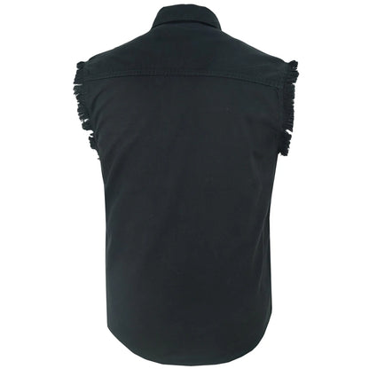 Men's Black Lightweight Sleeveless Denim Shirt