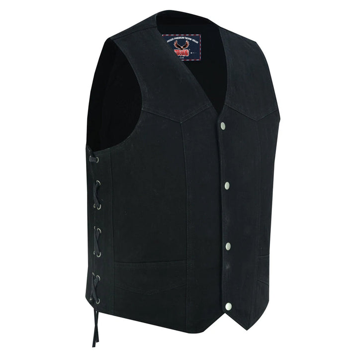 Men's Traditional Denim Vest with Side Laces