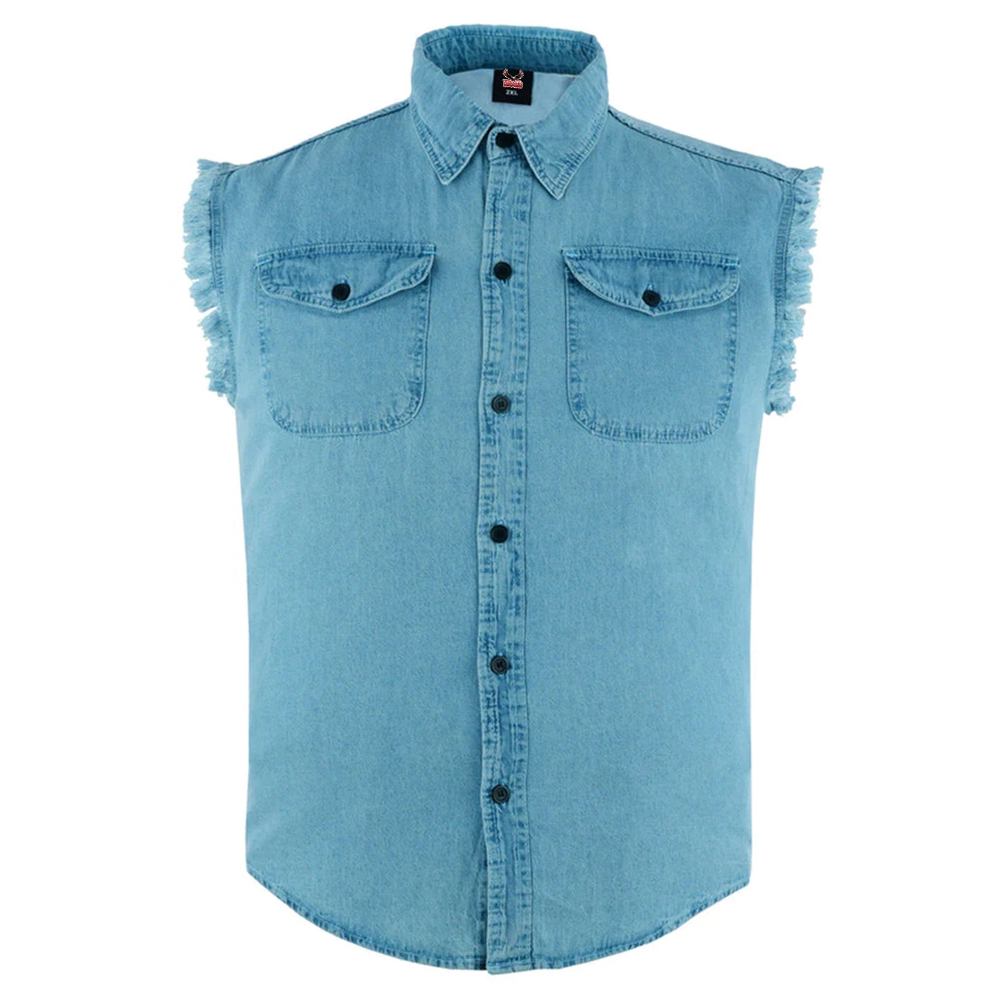 Men's Blue Lightweight Sleeveless Denim Shirt