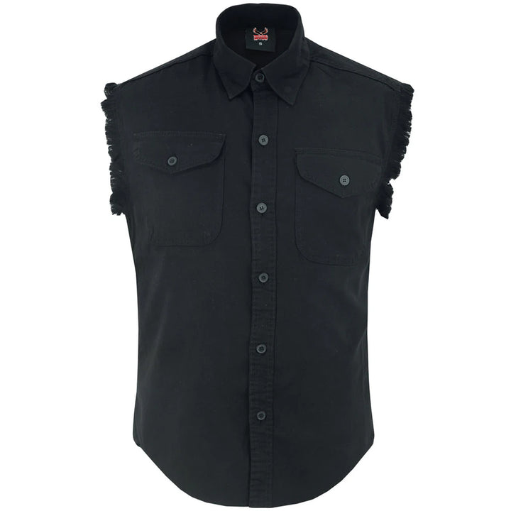 Men's Black Lightweight Sleeveless Denim Shirt