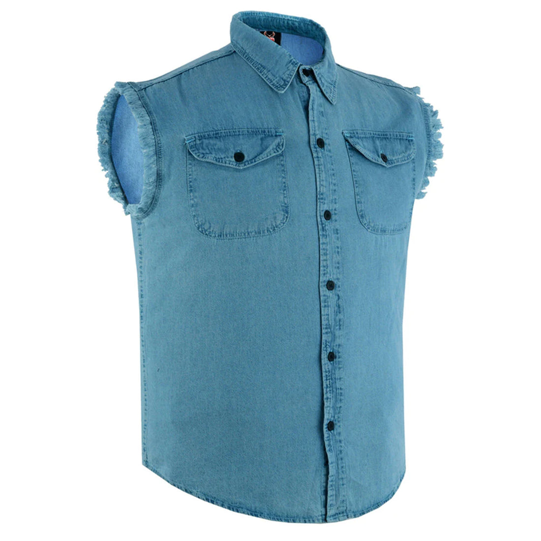 Men's Blue Lightweight Sleeveless Denim Shirt