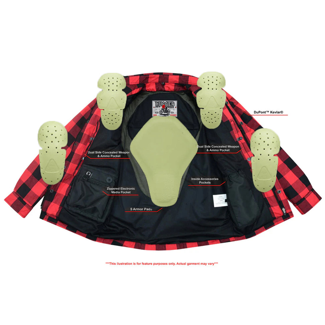 Red And Black Flannel Shirt With Armored Lumberjack Shirt