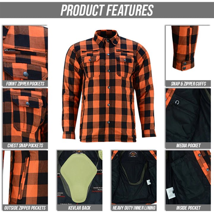 Orange And Black Flannel Shirt With Armored Lumberjack Shirt