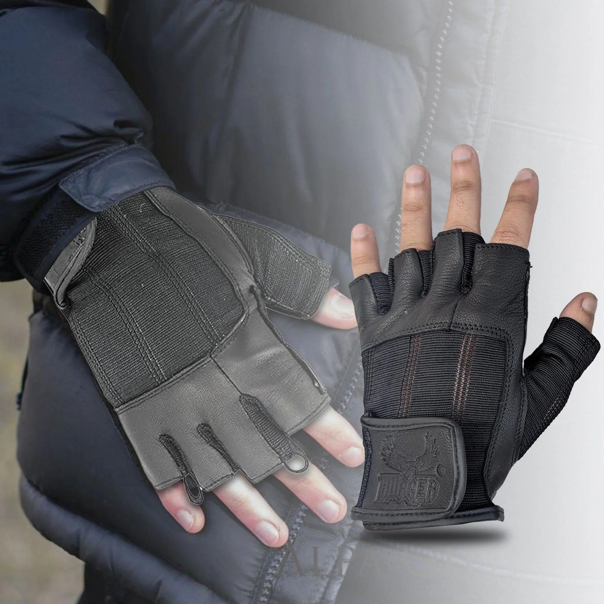 Chopgrip Men's fingerless leather gloves