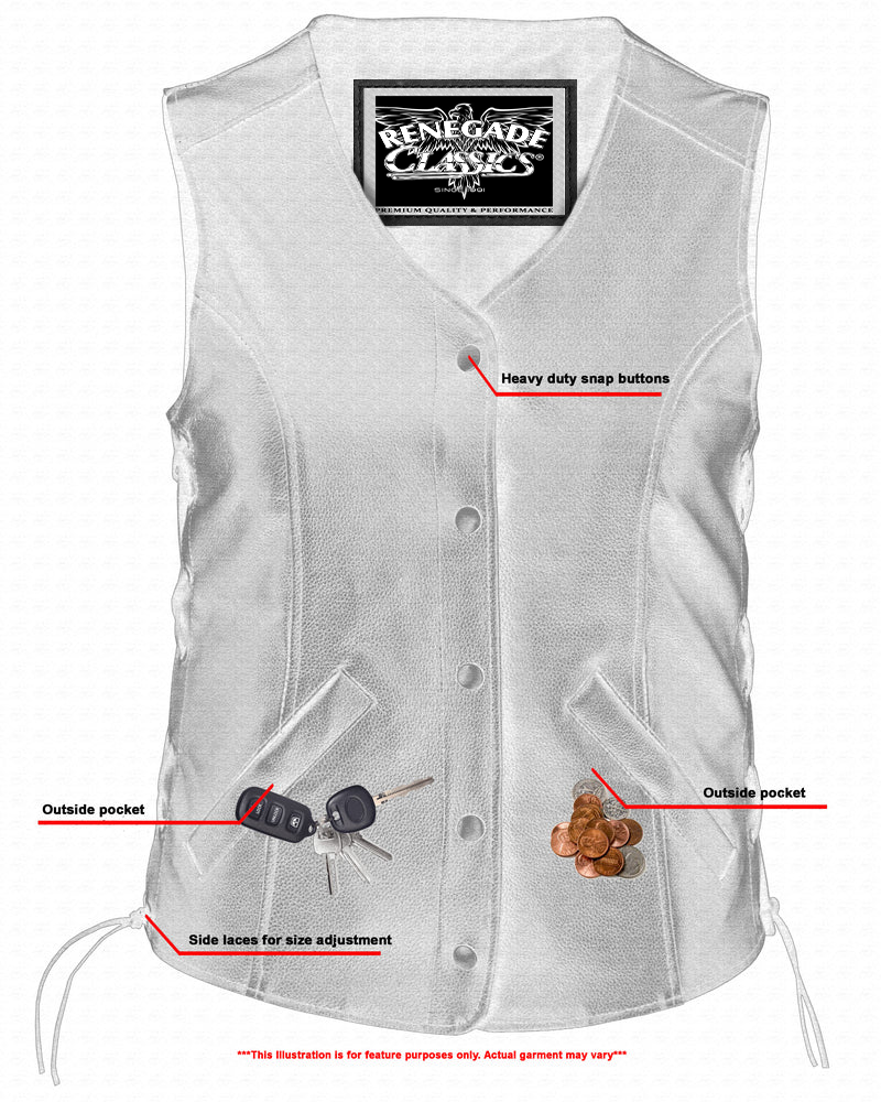 Clara Women's leather motorcycle vest