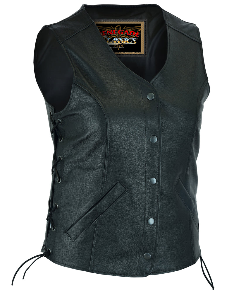 Clara Women's leather motorcycle vest