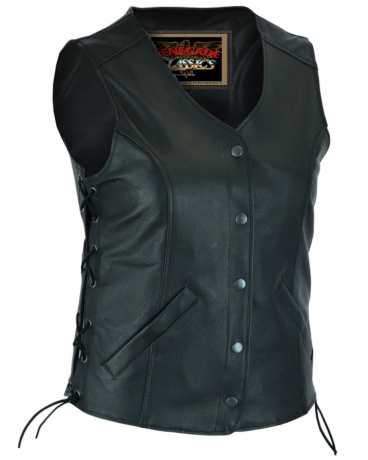 Clara Women's leather motorcycle vest