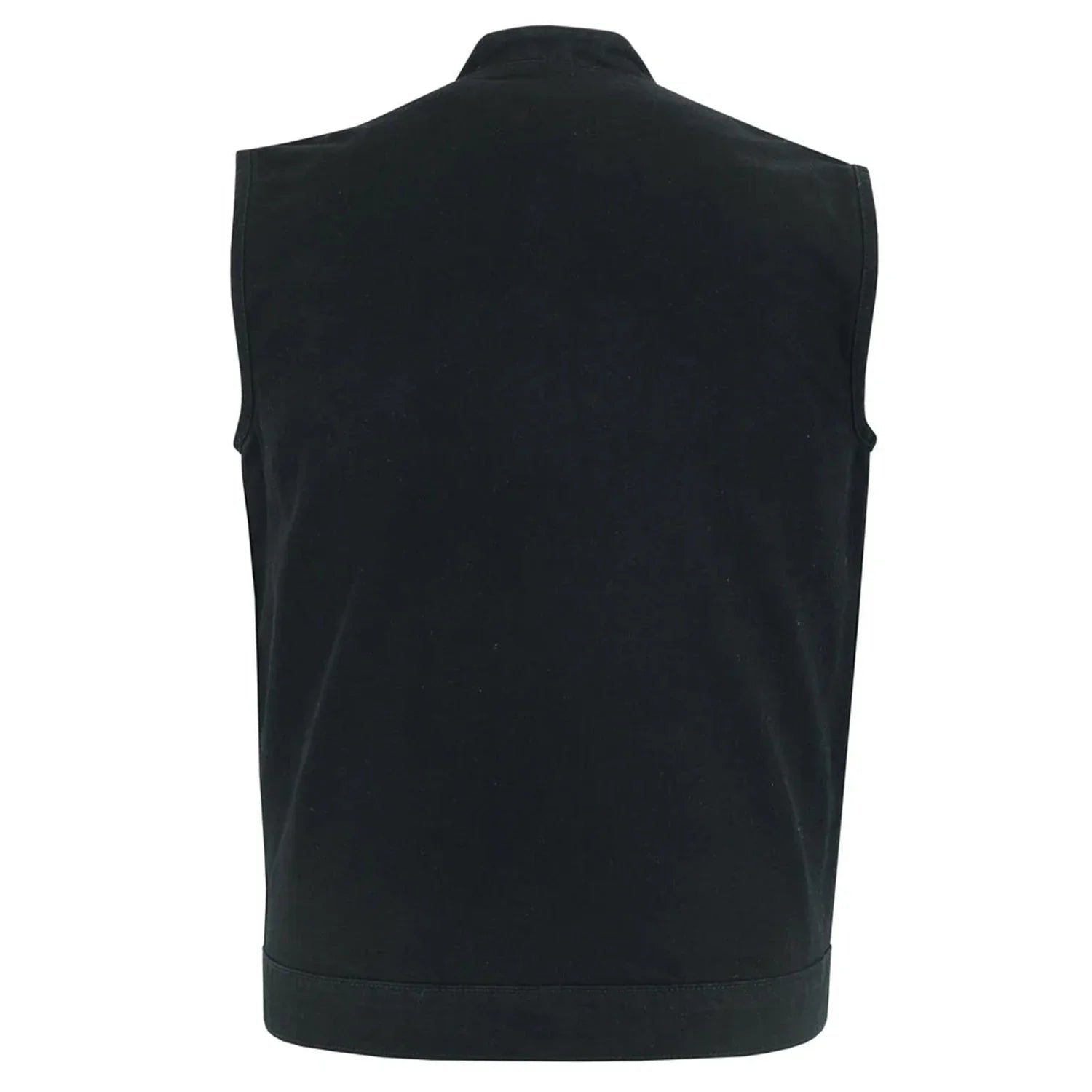 Concealed Snap Closure, Denim Material, Scoop Collar & Hidden