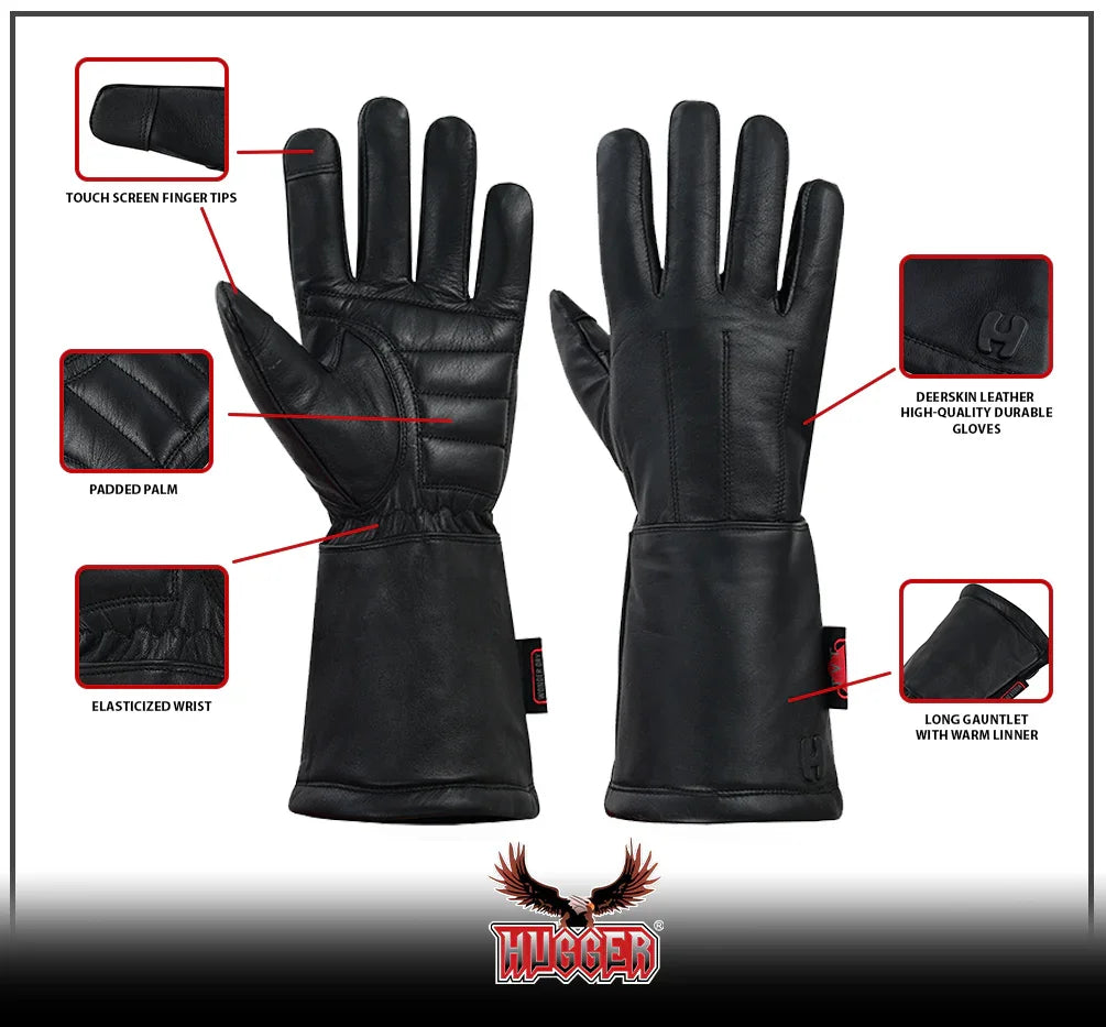 Dominator Men's Deerskin Gauntlet Gloves - Hugger Gloves