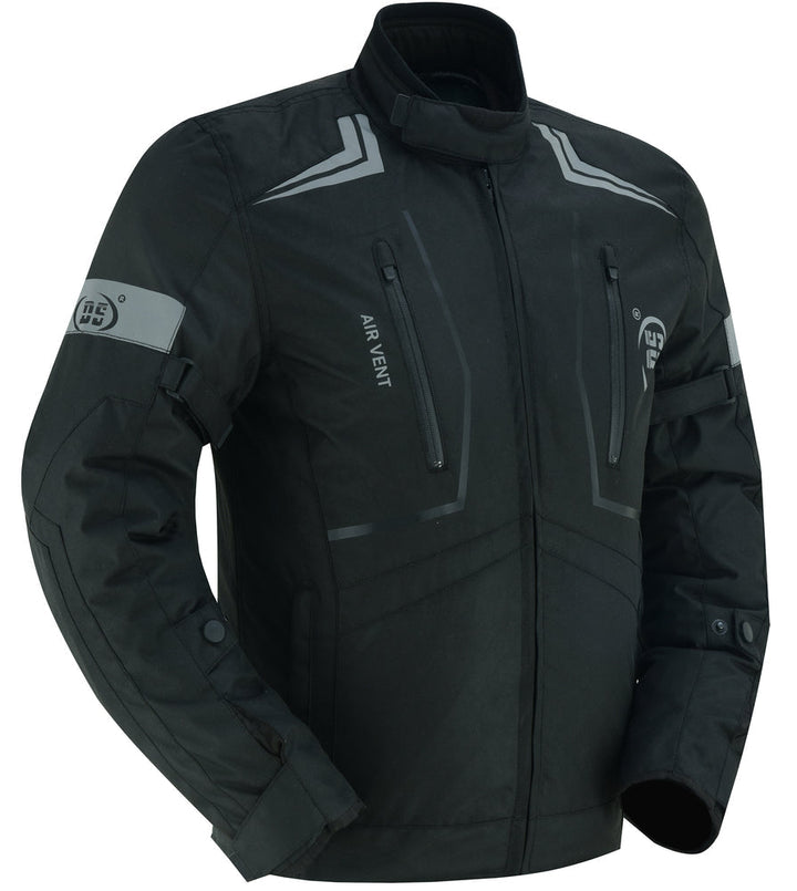Flight Wings - Mens Textile Motorcycle Jacket - Black