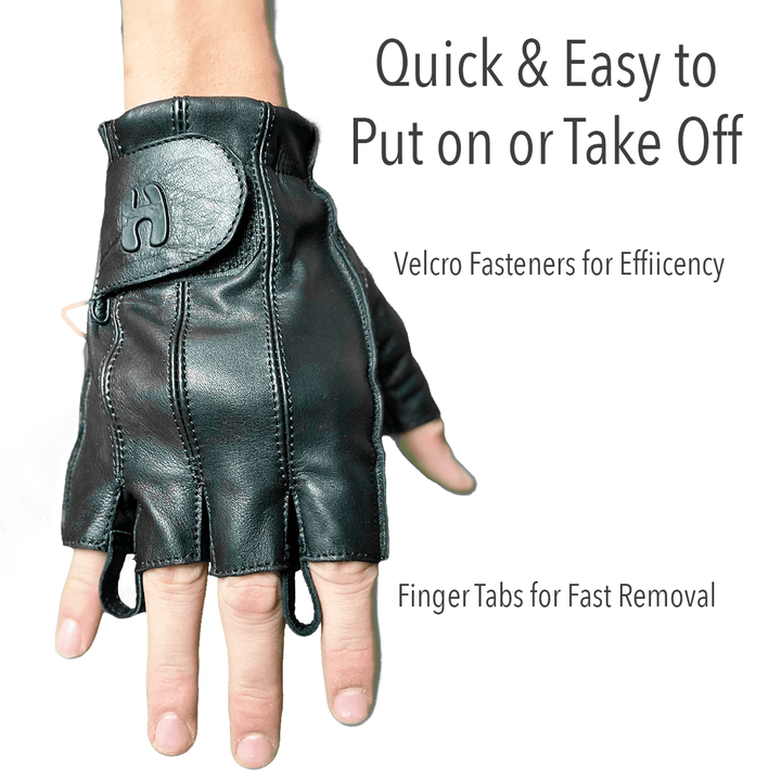 Ladies Fingerless Leather Gel Padded Palm Gloves