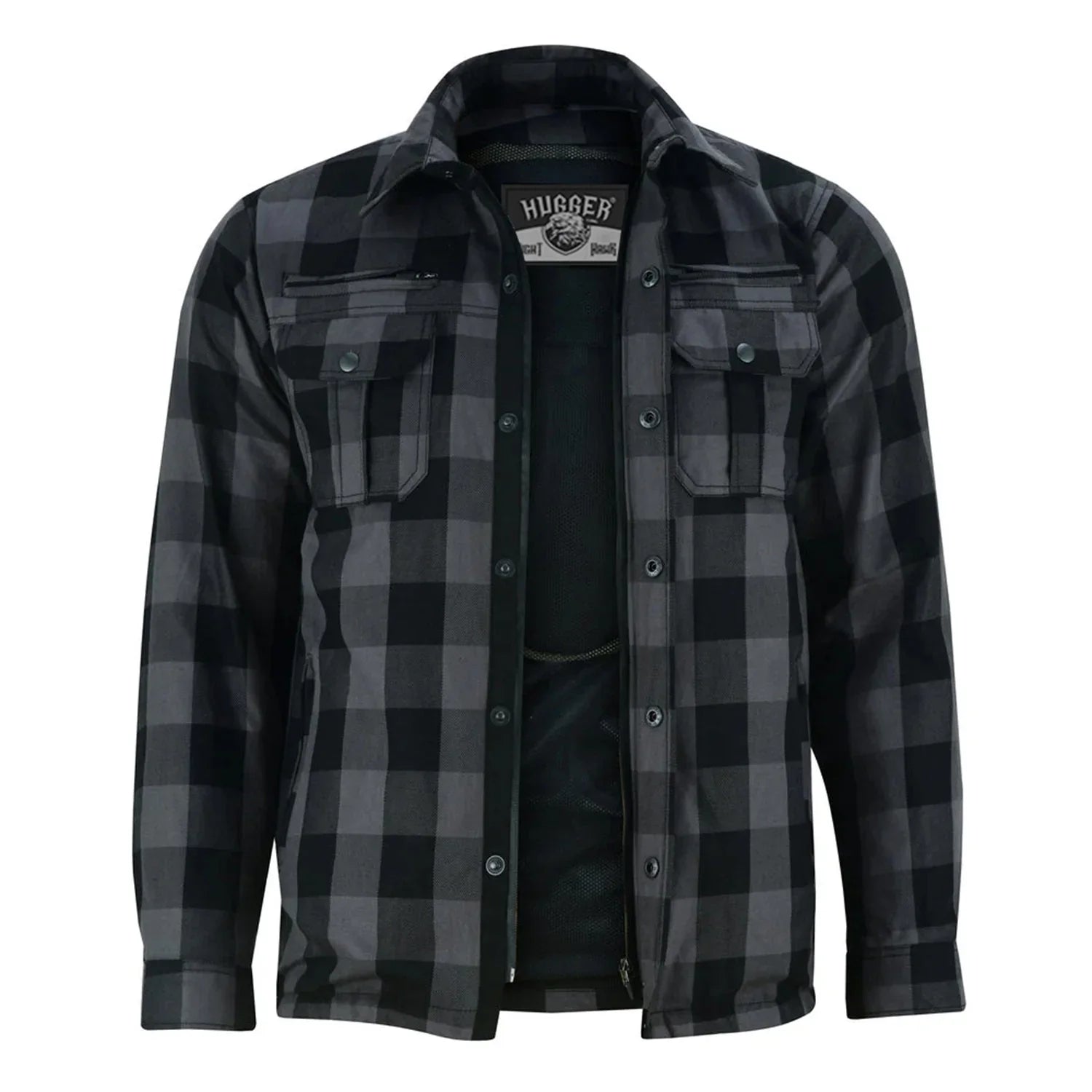 Gray And Black Armored Flannel Shirt & Lumberjack Shirt