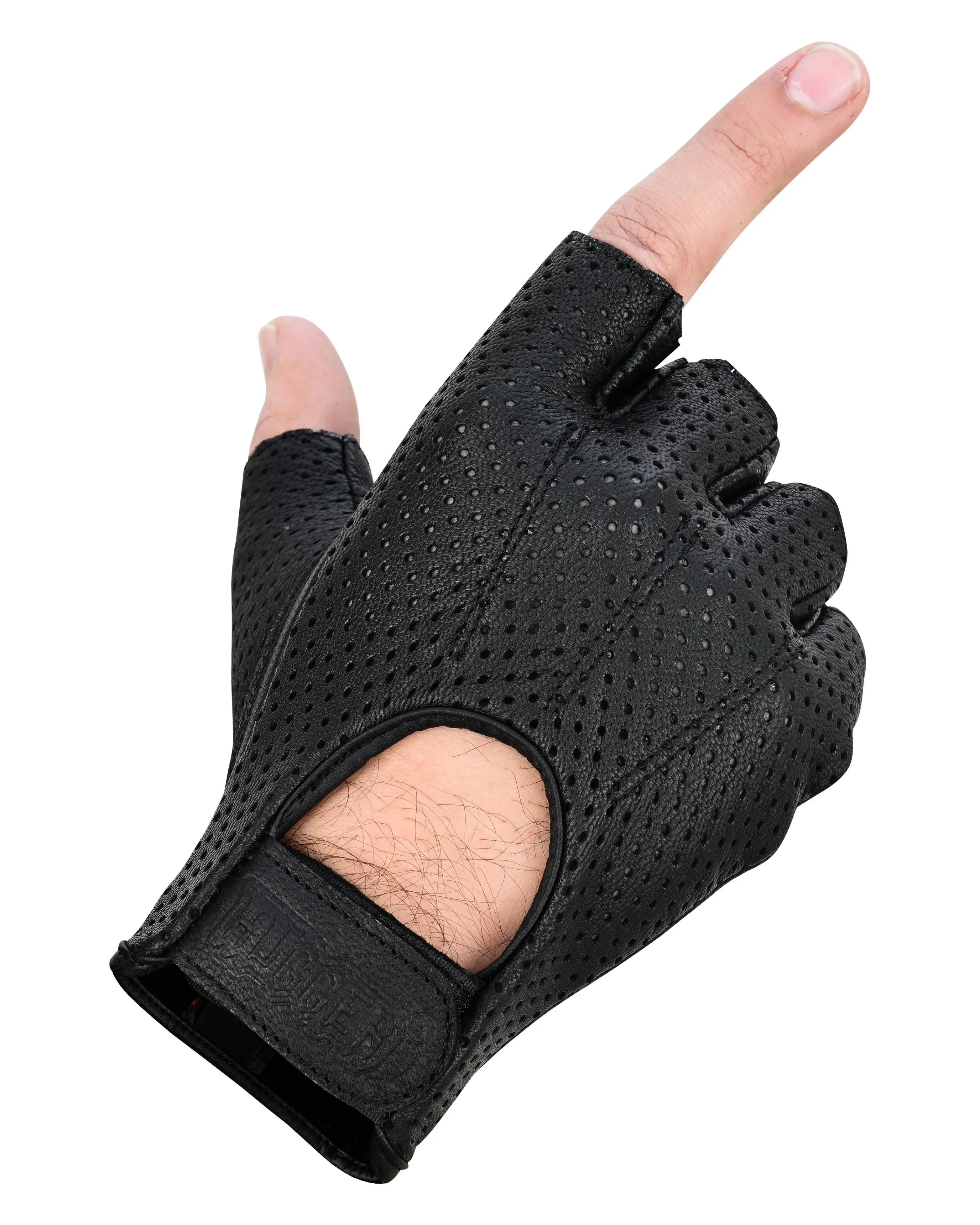 Gripman Men's fingerless leather gloves