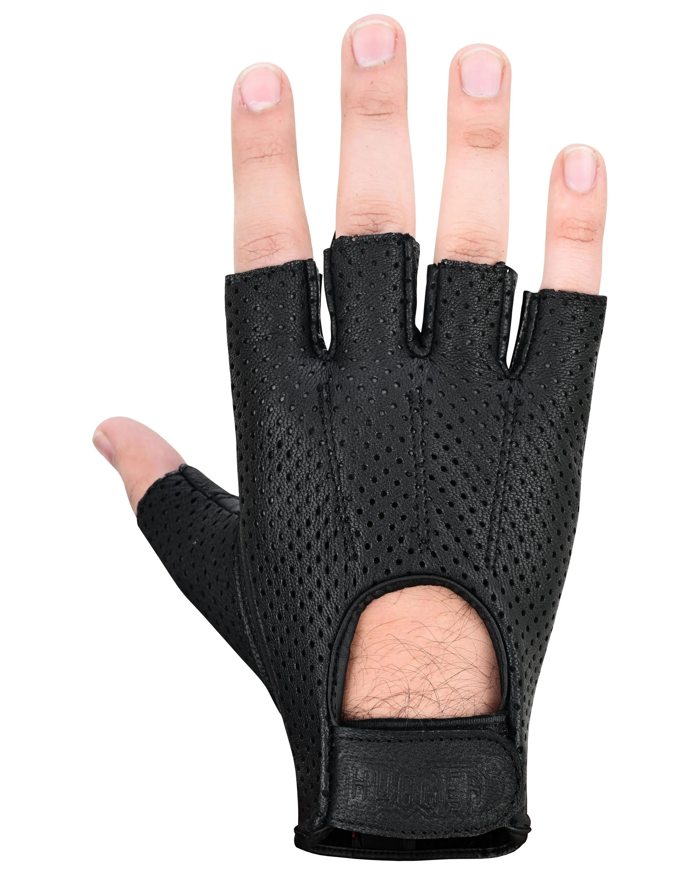 Gripman Men's fingerless leather gloves