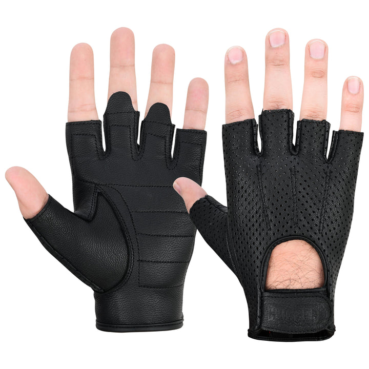 Gripman Men's fingerless leather gloves