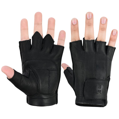 Hugger Affordable Men's Gel Padded Palm Fingerless Motorcycle Gloves