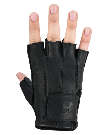 Hugger Affordable Men's Gel Padded Palm Fingerless Motorcycle Gloves