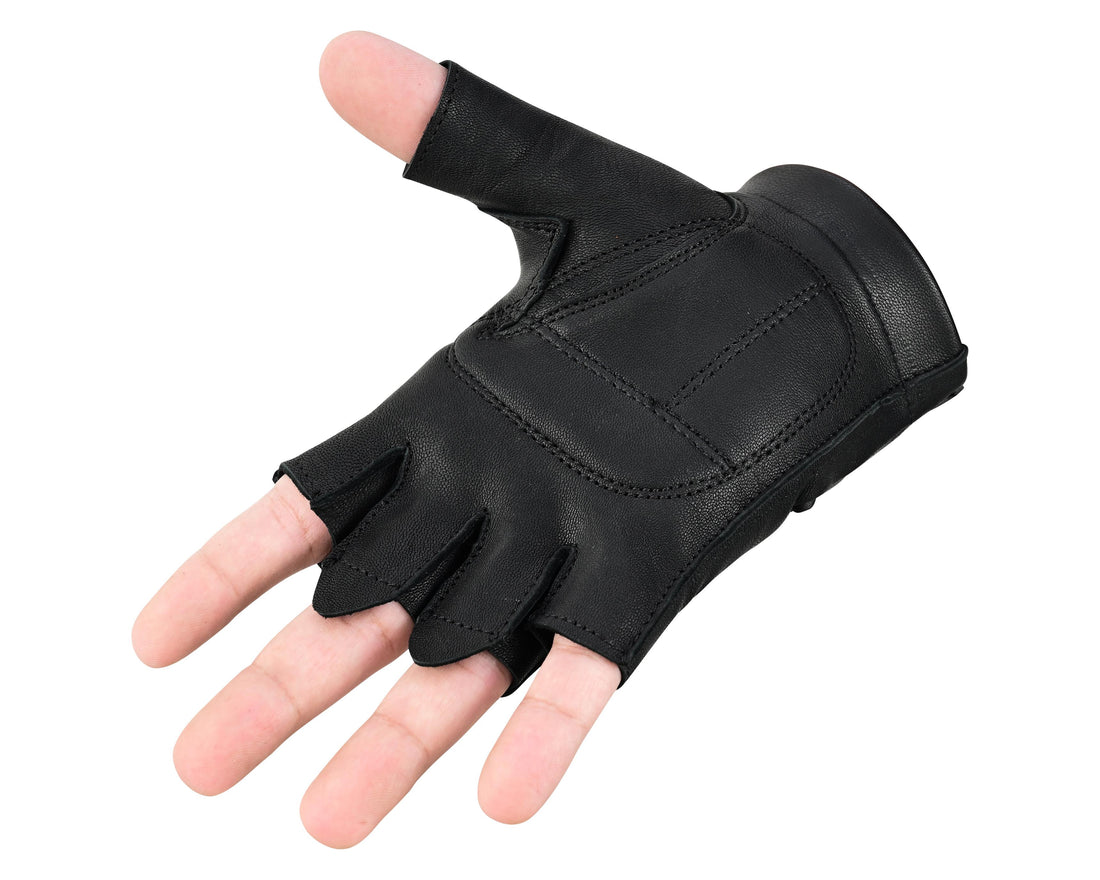 Hugger Affordable Men's Gel Padded Palm Fingerless Motorcycle Gloves