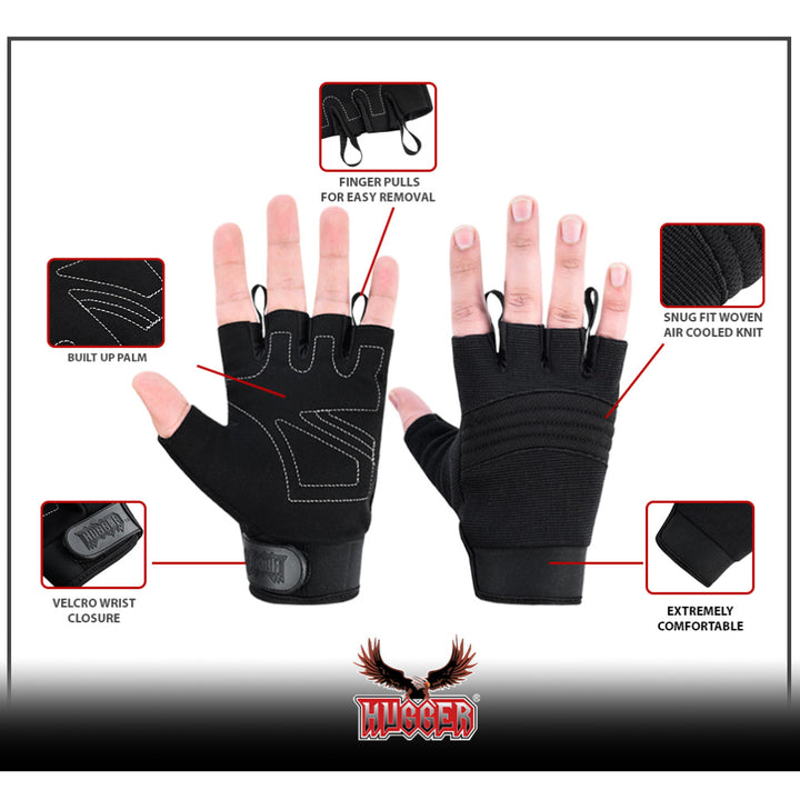 Women's Air Cooled No Sweat Knit Extreme Comfort Fingerless Riding Gloves