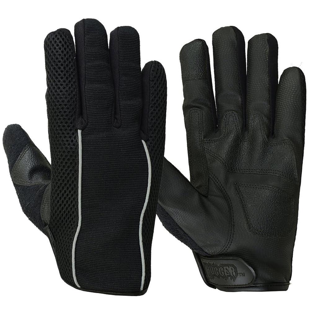 Hugger Mesh Motorcycle Gloves Men's Night Bike Riding Gloves Reflective Piping