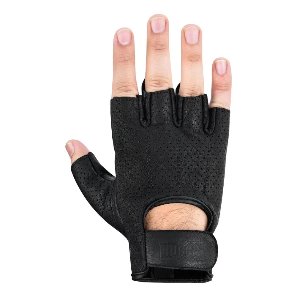Luckytouch Men's fingerless leather gloves