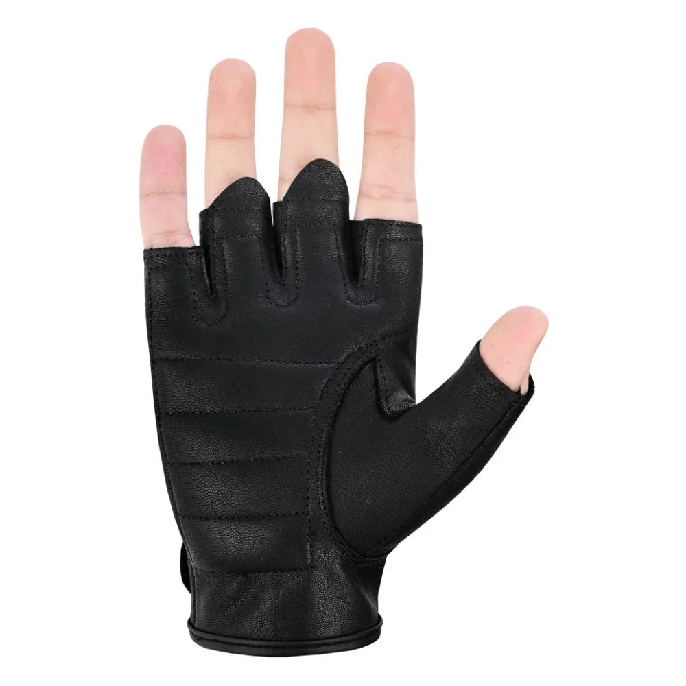 Luckytouch Men's fingerless leather gloves