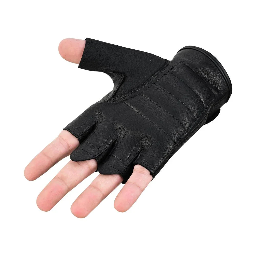 Luckytouch Men's fingerless leather gloves