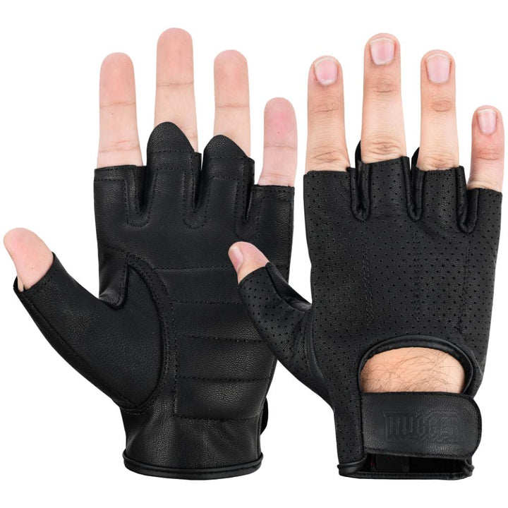 Luckytouch Men's fingerless leather gloves