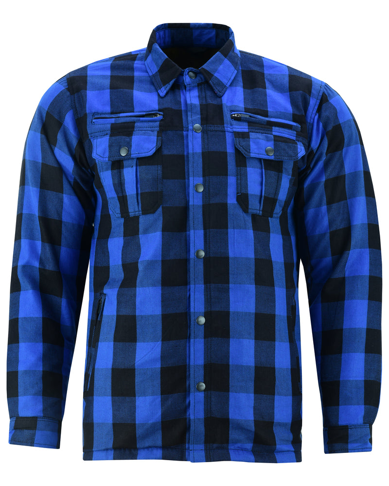 Lumberjack Men's Armored Motorcycle Flannel Shirt - Blue