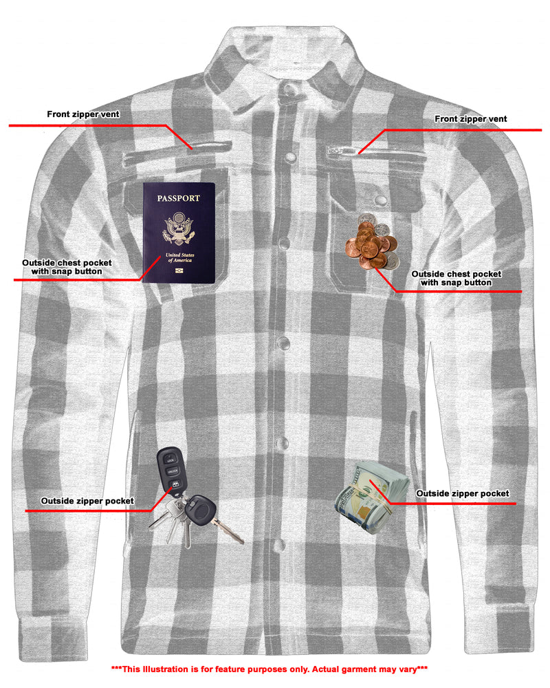 Lumberjack Men's Armored Motorcycle Flannel Shirt - Blue