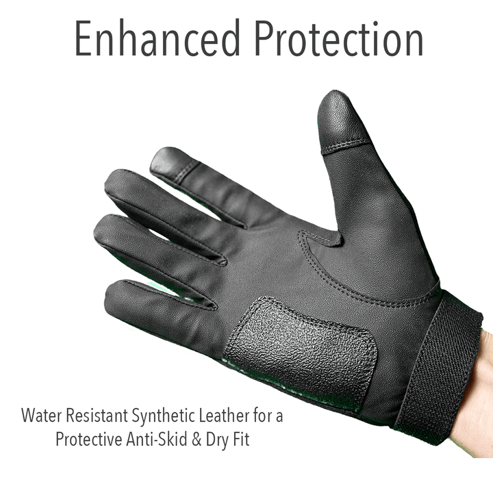 Women's Water Resistant Touch Screen Police Glove Synthetic Leather Palm