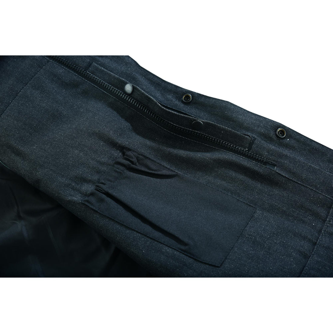 Men's Leather-Denim Combo Motorcycle Vest - No Collar