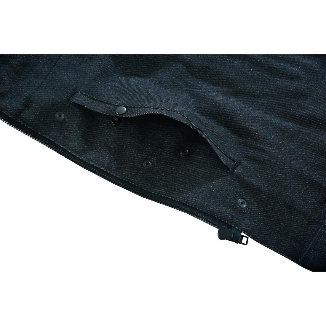 Men's Leather-Denim Combo Motorcycle Vest - No Collar