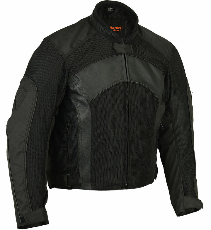 Mens Leather & Mesh Motorcycle Jacket – Waterproof Liner