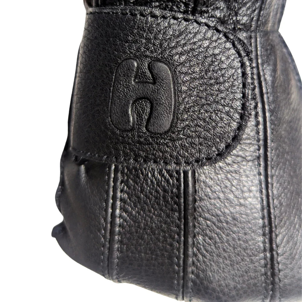 Men's Tough Deer Skin Fingerless Gloves with Gel Palm (Black)