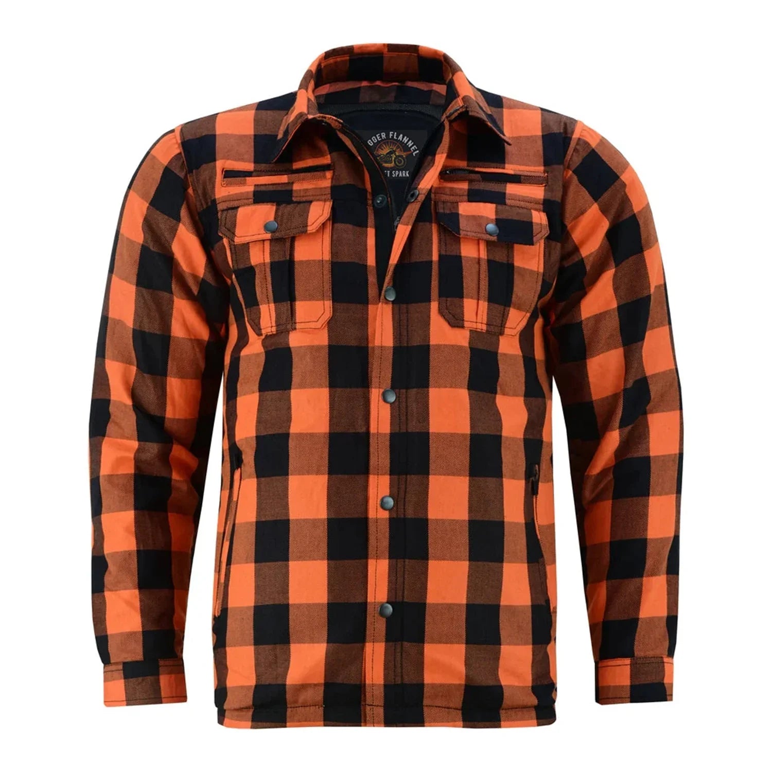 Orange & Black Armored Flannel Shirt for Men