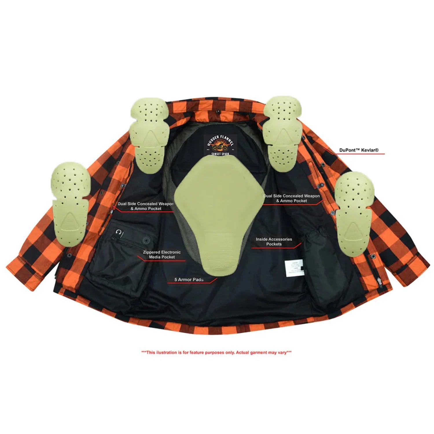 Orange And Black Flannel Shirt With Armored Lumberjack Shirt