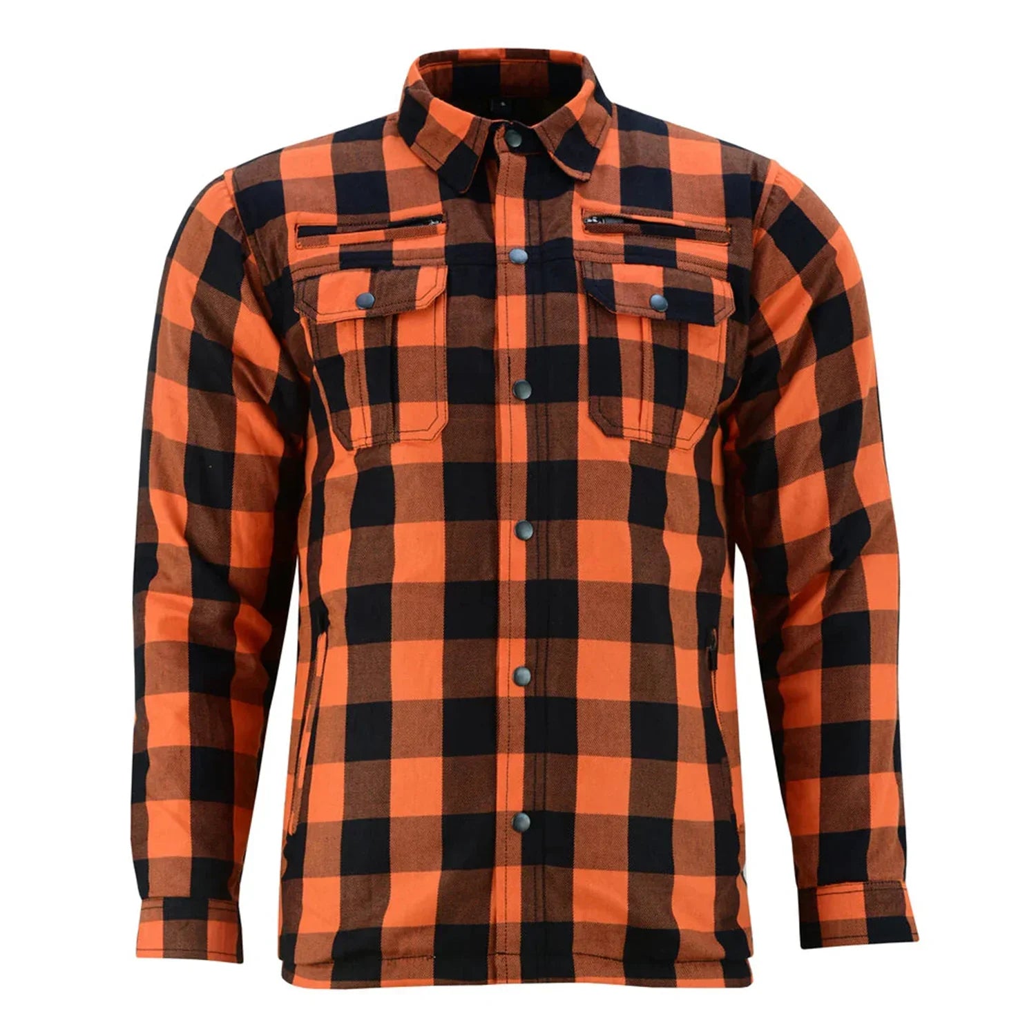 Orange And Black Flannel Shirt With Armored Lumberjack Shirt