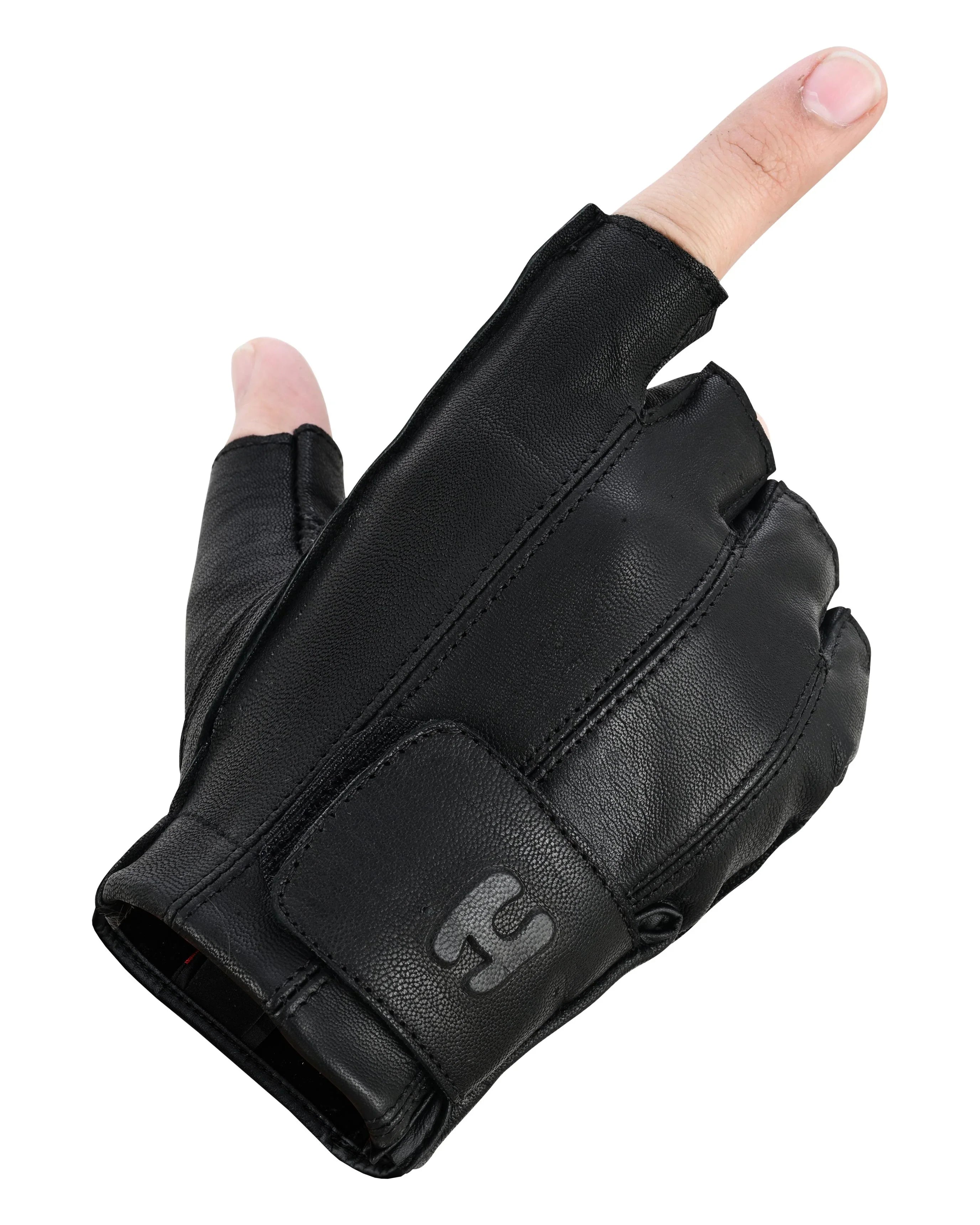 Palming Men's fingerless leather gloves